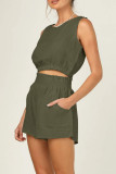 Casual Daily Solid Solid Color O Neck Sleeveless Two Pieces