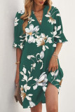 Bohemian College Floral Patchwork V Neck Printed Dress Dresses