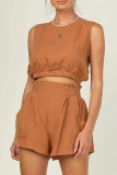 Casual Daily Solid Solid Color O Neck Sleeveless Two Pieces