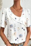 Plus Size Work Elegant Print Patchwork Asymmetrical Collar T-Shirts