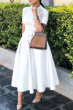 Celebrities Elegant Solid Solid Color O Neck Waist Skirt Dresses