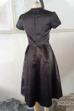 Celebrities Elegant Solid Solid Color O Neck Waist Skirt Dresses