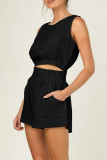 Casual Daily Solid Solid Color O Neck Sleeveless Two Pieces
