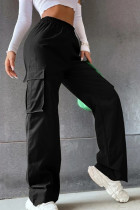 Casual Street Solid Pocket Regular High Waist Straight Solid Color Bottoms