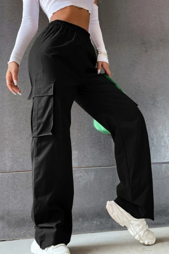 Casual Street Solid Pocket Regular High Waist Straight Solid Color Bottoms