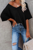 Casual Daily Solid Solid Color V Neck T-Shirts