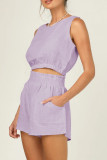 Casual Daily Solid Solid Color O Neck Sleeveless Two Pieces