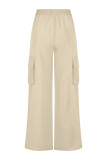 Casual Street Solid Pocket Regular High Waist Straight Solid Color Bottoms