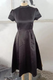 Celebrities Elegant Solid Solid Color O Neck Waist Skirt Dresses