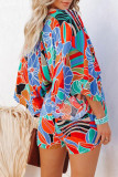 Casual Vacation Floral Backless V Neck Loose Rompers