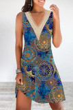 Sexy Casual Floral Lace Patchwork V Neck Vest Dress Dresses