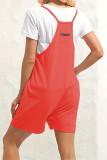 Casual Daily Solid Pocket V Neck Loose Rompers
