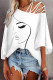 Casual Print Patchwork Oblique Collar T-Shirts