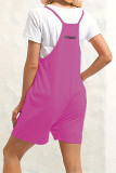 Casual Daily Solid Pocket V Neck Loose Rompers