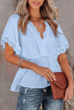 Casual Solid Patchwork V Neck Tops