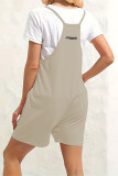 Casual Daily Solid Pocket V Neck Loose Rompers