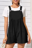 Casual Solid Fold Square Collar Loose Rompers