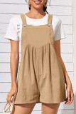 Casual Solid Fold Square Collar Loose Rompers