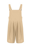 Casual Solid Fold Square Collar Loose Rompers