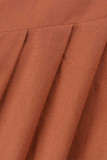 Casual Solid Fold Square Collar Loose Rompers