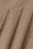 Casual Solid Fold Square Collar Loose Rompers
