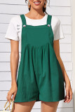 Casual Solid Fold Square Collar Loose Rompers