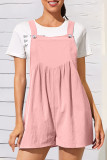 Casual Solid Fold Square Collar Loose Rompers