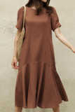 Plus Size Casual Simplicity Solid Solid Color O Neck A Line Short Sleeve Dress
