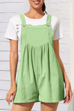 Casual Solid Fold Square Collar Loose Rompers