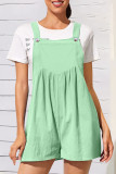 Casual Solid Fold Square Collar Loose Rompers