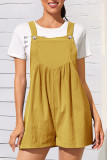 Casual Solid Fold Square Collar Loose Rompers