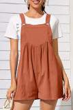 Casual Solid Fold Square Collar Loose Rompers