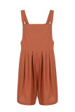 Casual Solid Fold Square Collar Loose Rompers