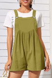 Casual Solid Fold Square Collar Loose Rompers
