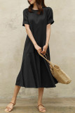 Plus Size Casual Simplicity Solid Solid Color O Neck A Line Short Sleeve Dress