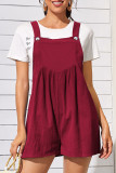 Casual Solid Fold Square Collar Loose Rompers