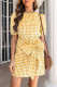 Sweet Cute Plaid Frenulum O Neck A Line Dresses