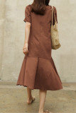 Plus Size Casual Simplicity Solid Solid Color O Neck A Line Short Sleeve Dress