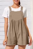 Casual Solid Fold Square Collar Loose Rompers