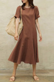 Plus Size Casual Simplicity Solid Solid Color O Neck A Line Short Sleeve Dress