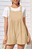 Casual Solid Fold Square Collar Loose Rompers