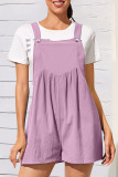 Casual Solid Fold Square Collar Loose Rompers