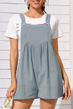Casual Solid Fold Square Collar Loose Rompers