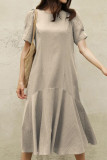 Plus Size Casual Simplicity Solid Solid Color O Neck A Line Short Sleeve Dress