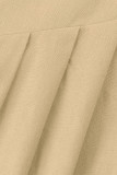 Casual Solid Fold Square Collar Loose Rompers