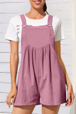 Casual Solid Fold Square Collar Loose Rompers