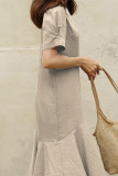 Plus Size Casual Simplicity Solid Solid Color O Neck A Line Short Sleeve Dress