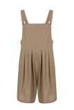 Casual Solid Fold Square Collar Loose Rompers