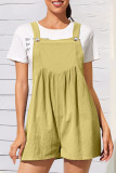 Casual Solid Fold Square Collar Loose Rompers