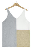 Casual Vacation Color Block Contrast V Neck Tops